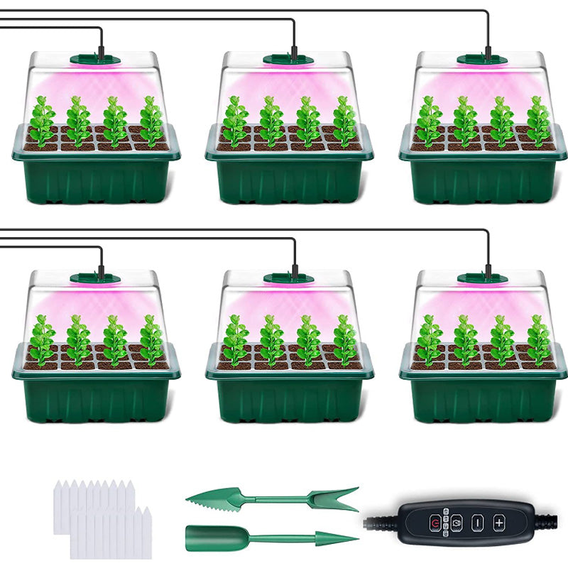 🌱 Bandejas de Cultivo con Luz de Crecimiento – Temporizador, Ajuste de Humedad, Drenaje, Ideal para Germinación de Semillas 50% OFF