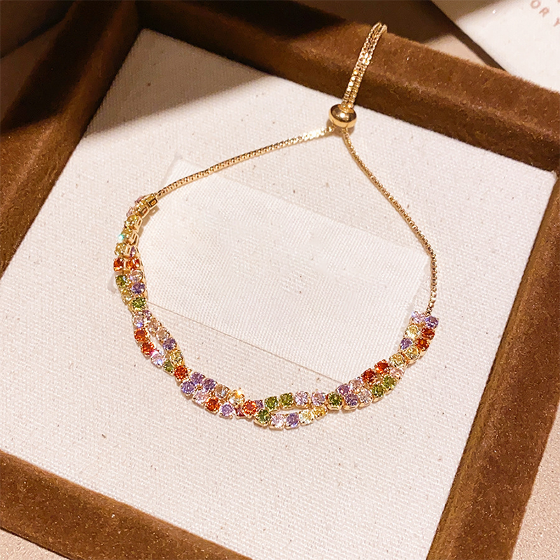 ⏳¡50% de descuento por tiempo limitado⏰ Pulsera Ajustable Retro Cruzada de Circón Multicolor para Mujer 🎨💎