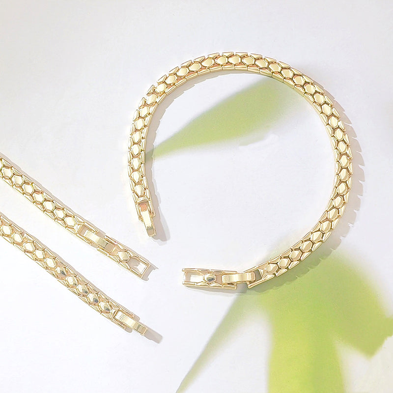 🌟🔥 ¡50% DE DESCUENTO! Pulsera de Cadena Dorada Elegante para Mujer – Acabado Brillo Duradero, Ajustable y Hipoalergénica ✨👌