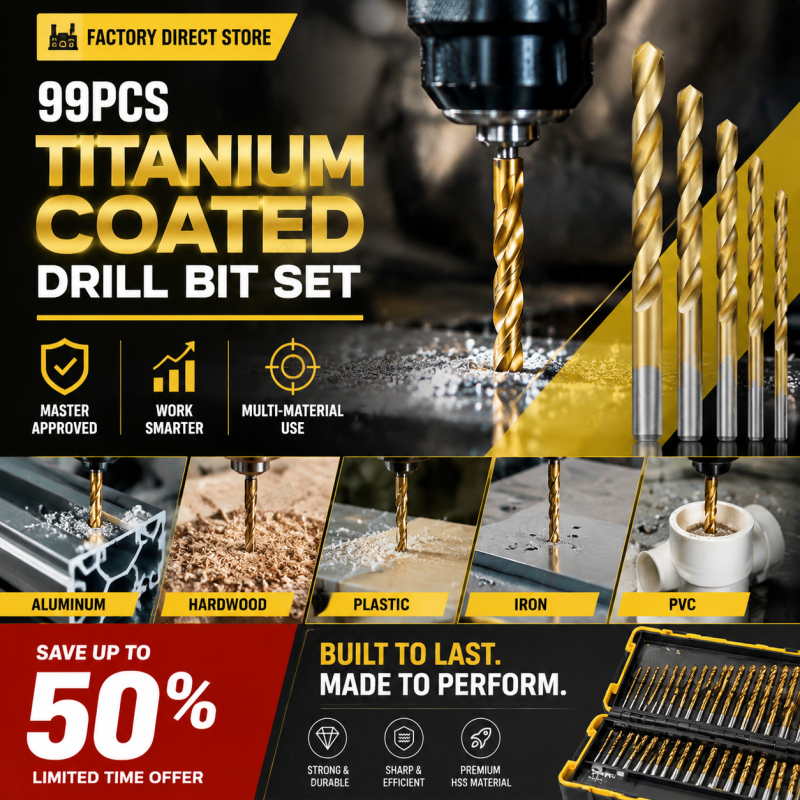 🔥¡Una herramienta de alta eficiencia preferida por los artesanos más experimentados! Outlet de fábrica: juego de 99 brocas con recubrimiento de titanio