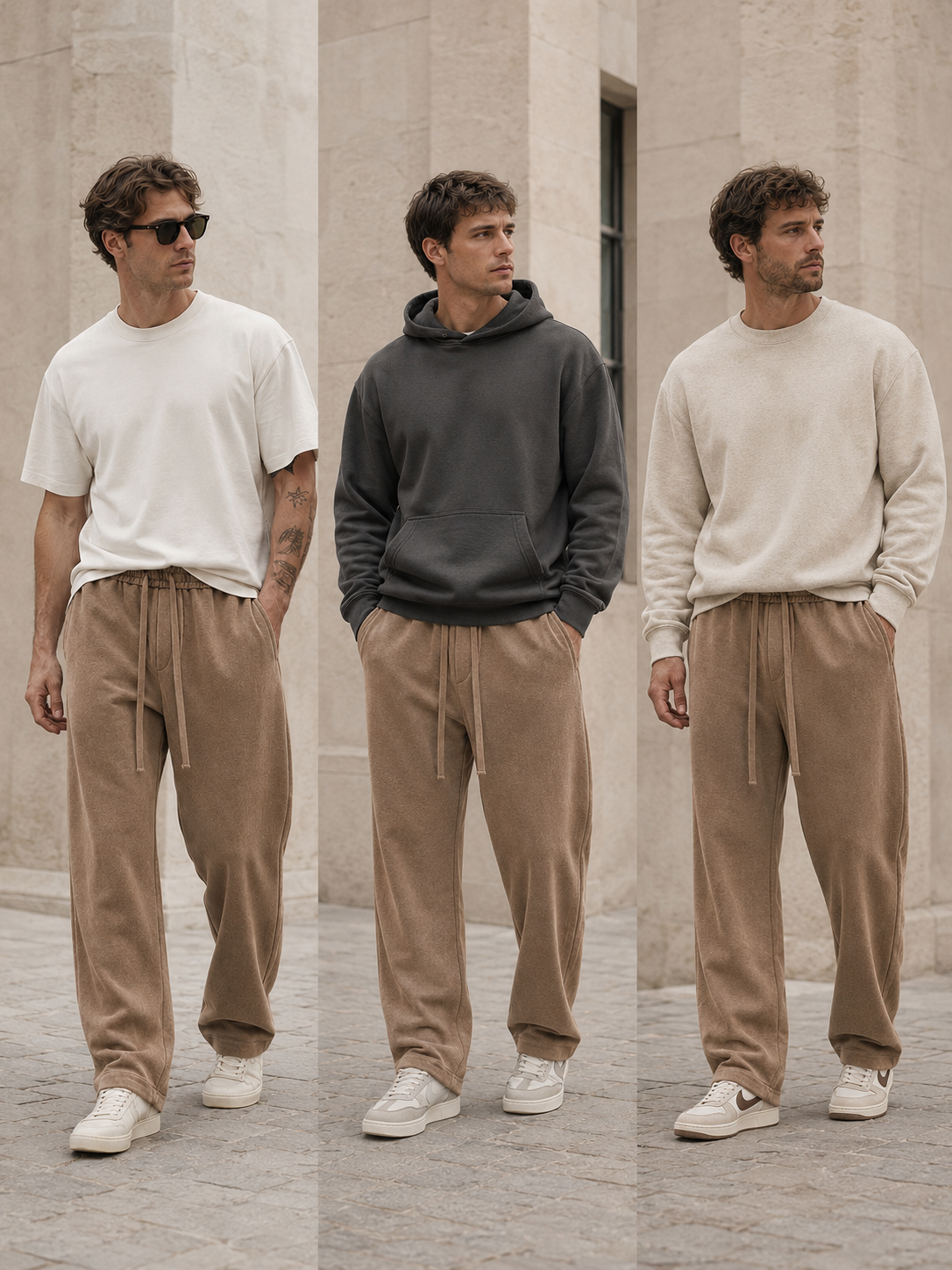 Men’s Acid-Wash Cotton Sweatpants – Relaxed Fit