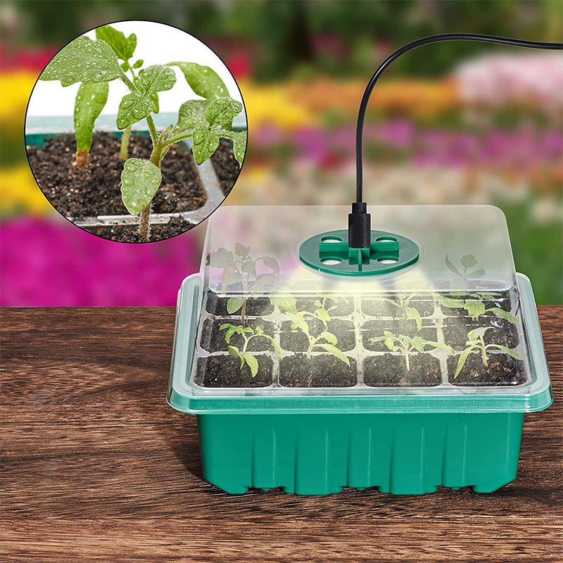 🌱 Bandejas de Cultivo con Luz de Crecimiento – Temporizador, Ajuste de Humedad, Drenaje, Ideal para Germinación de Semillas 50% OFF