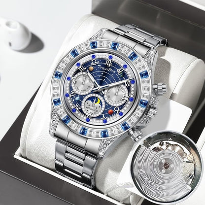🔥 ¡Oferta Caliente! 🔥 Reloj Automático Esquelético para Hombres TINAIBIN – Doce Signos del Zodíaco & Cielo Estrellado con Diamantes