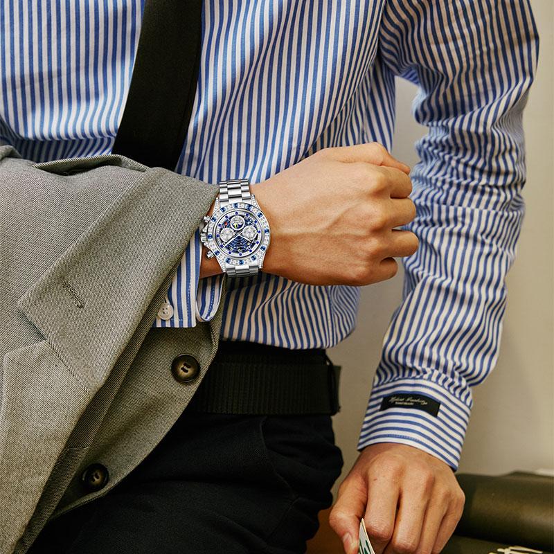 🔥 ¡Oferta Caliente! 🔥 Reloj Automático Esquelético para Hombres TINAIBIN – Doce Signos del Zodíaco & Cielo Estrellado con Diamantes