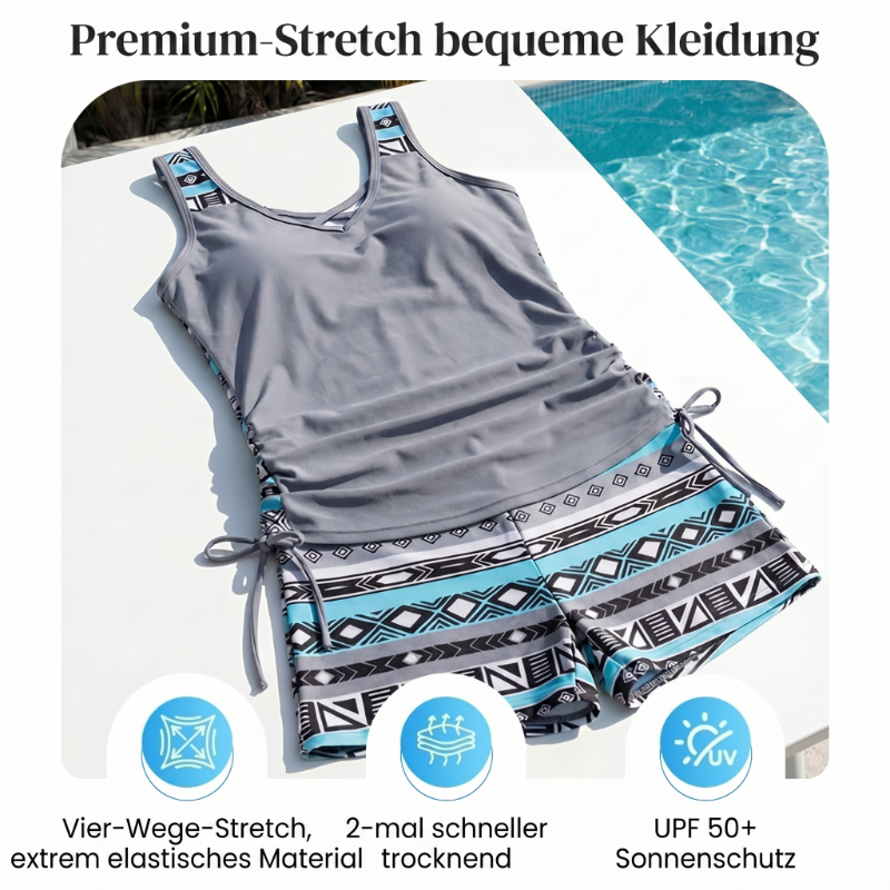 🏖️Sommer-Sale 50% Rabatt🏝️🩱Zweiteiliger Tankini– hochtailliert mit Bandeau-Top – perfekt für den Strand👙