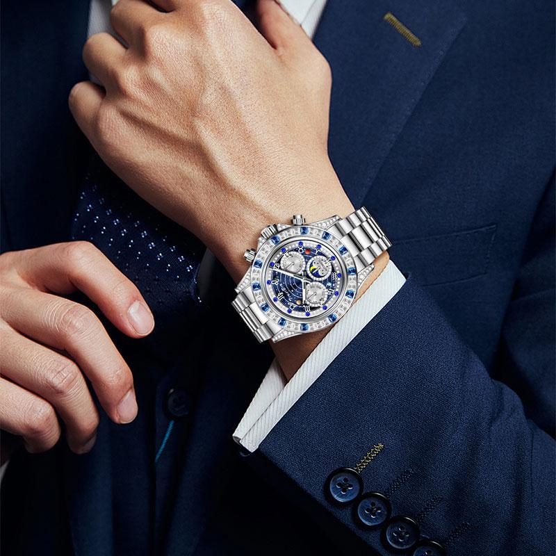 🔥 ¡Oferta Caliente! 🔥 Reloj Automático Esquelético para Hombres TINAIBIN – Doce Signos del Zodíaco & Cielo Estrellado con Diamantes