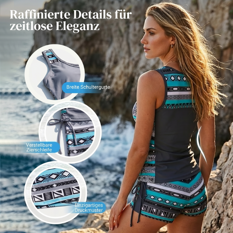 🏖️Sommer-Sale 50% Rabatt🏝️🩱Zweiteiliger Tankini– hochtailliert mit Bandeau-Top – perfekt für den Strand👙