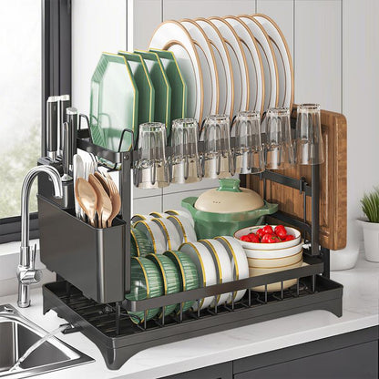 🔥🍽️ ¡50% DE DESCUENTO! Escurridor de Platos 2 Niveles – Organizador de Sobremesa con Rejilla de Drenaje para Cocina 🏠