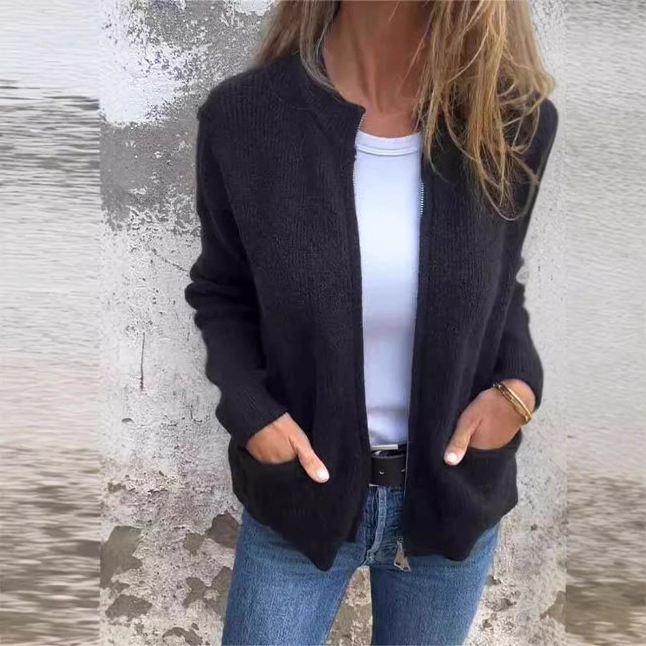 Chaqueta de Punto para Mujer | Casual Versátil con Bolsillos | Ideal para Otoño e Invierno