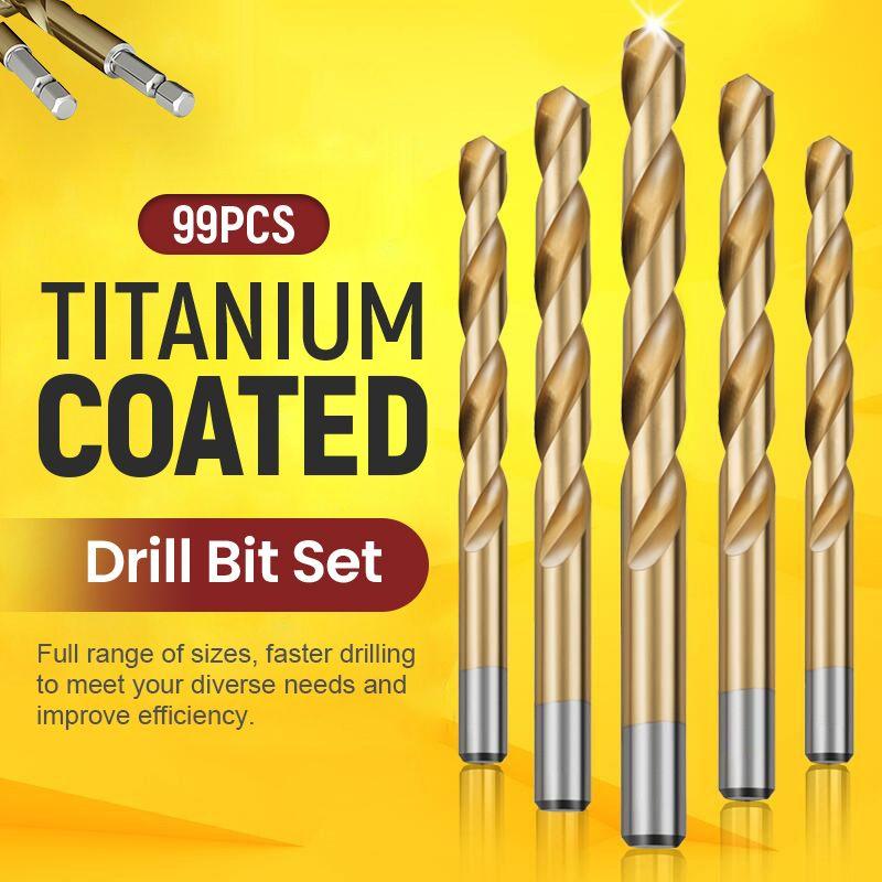 🔥¡Una herramienta de alta eficiencia preferida por los artesanos más experimentados! Outlet de fábrica: juego de 99 brocas con recubrimiento de titanio