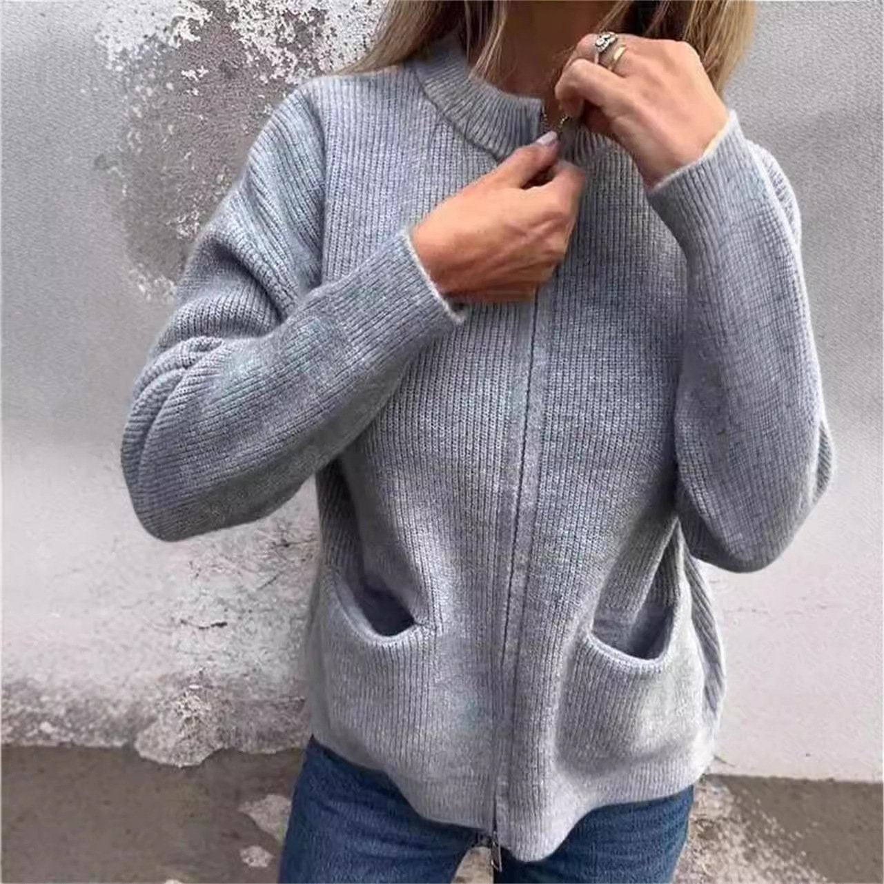 Chaqueta de Punto para Mujer | Casual Versátil con Bolsillos | Ideal para Otoño e Invierno
