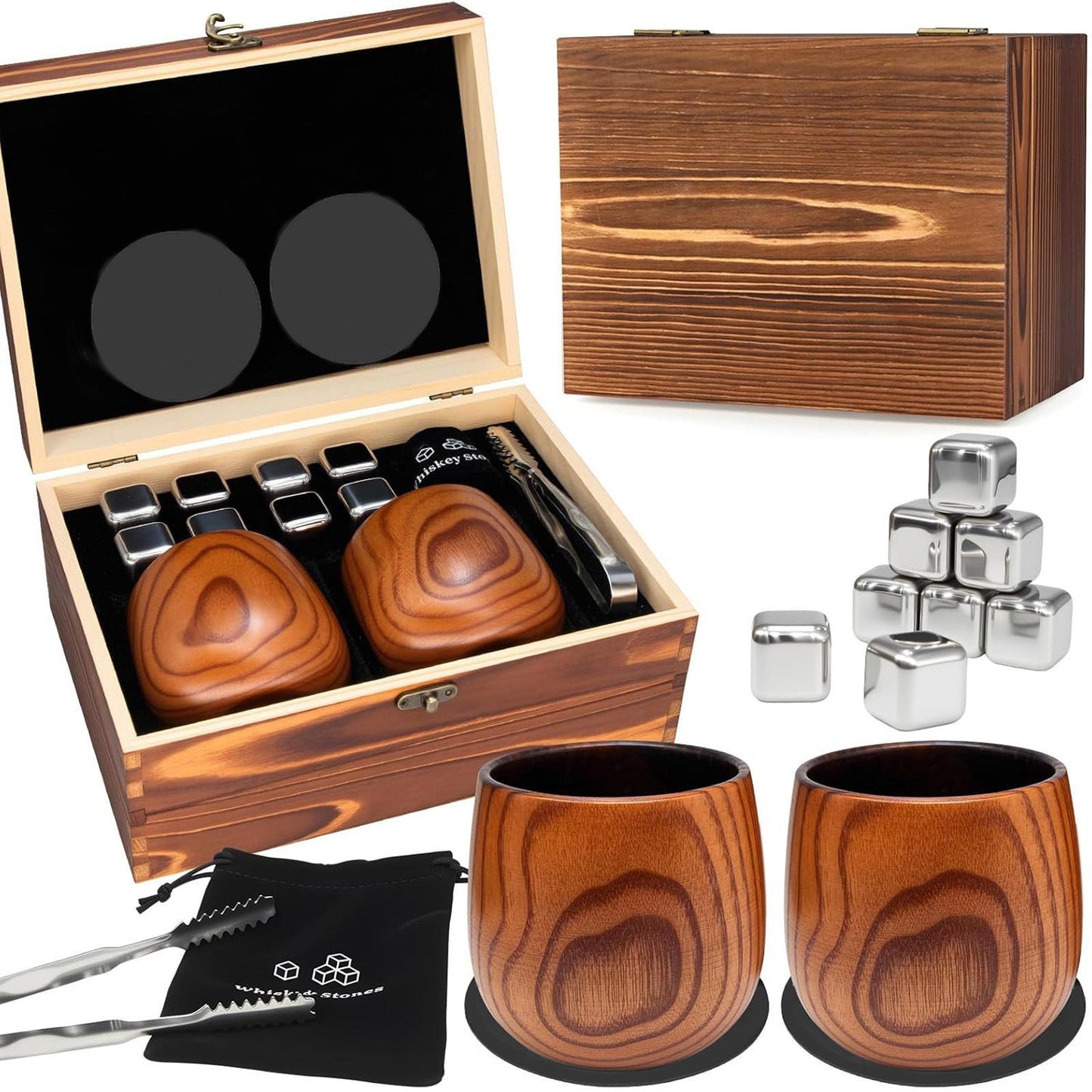 🔥Venta Caliente 2025🔥 Vaso de Madera Artesanal Carbonizado – Copa Original de Bourbon de Madera