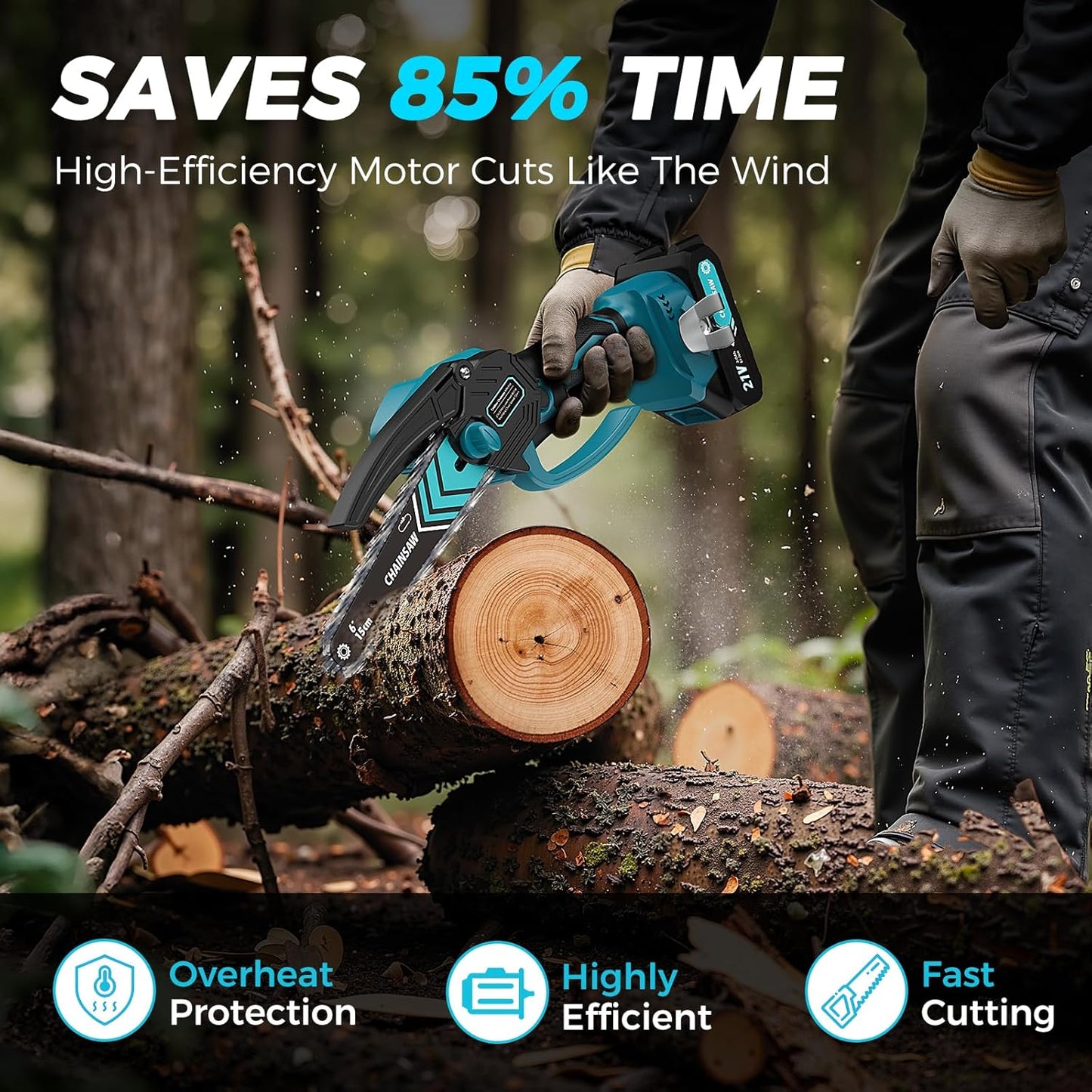 🔥Promoción por Tiempo Limitado 55% DESCUENTO🔥Mini Motosierra Inalámbrica de 6 Pulgadas con 2 Baterías