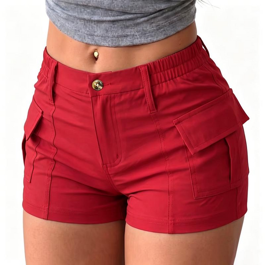 🩳🔥 ¡50% DE DESCUENTO! Pantalones Cortos Cargo de Cintura Alta para Mujer con Bolsillos – Cómodos, Holgados y con Estilo Urbano 👖🎒
