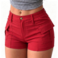 Pantalones cortos cargo de cintura alta para mujer con bolsillo