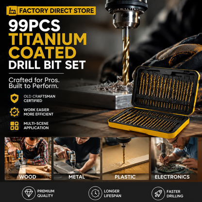 🔥¡Una herramienta de alta eficiencia preferida por los artesanos más experimentados! Outlet de fábrica: juego de 99 brocas con recubrimiento de titanio
