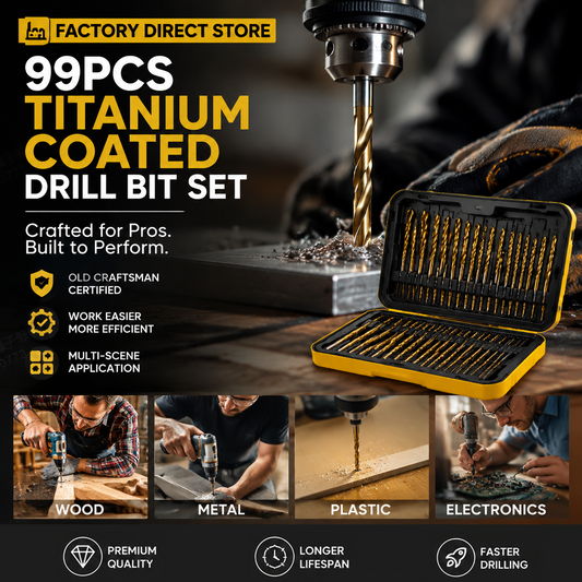 🔥¡Una herramienta de alta eficiencia preferida por los artesanos más experimentados! Outlet de fábrica: juego de 99 brocas con recubrimiento de titanio