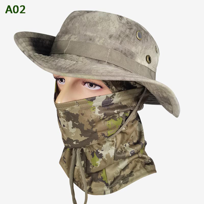 Sombrero de pesca de camuflaje 2 en 1 y envoltura de cuello de máscara