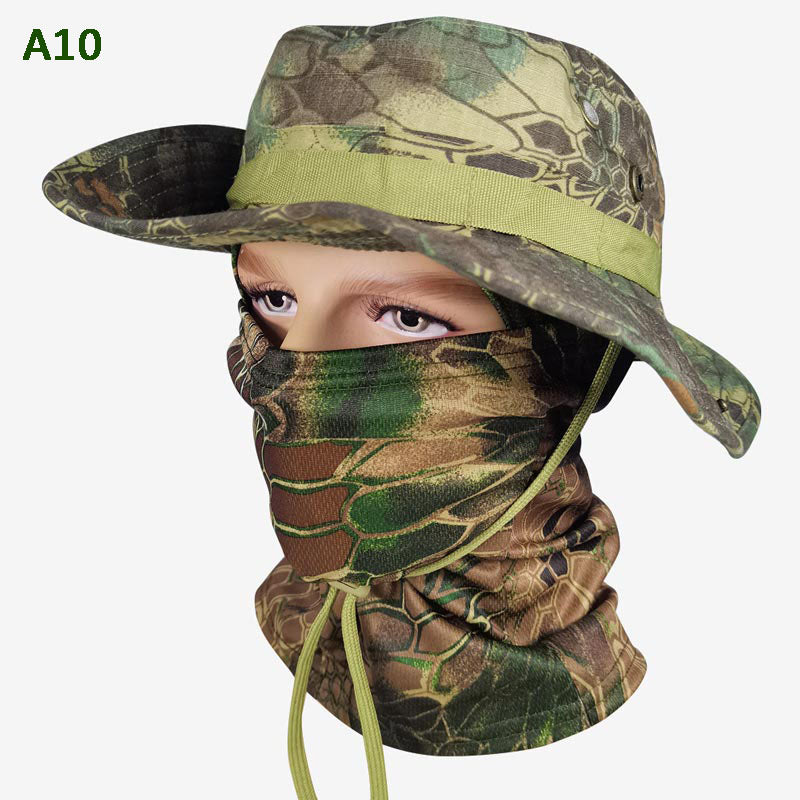 Sombrero de pesca de camuflaje 2 en 1 y envoltura de cuello de máscara
