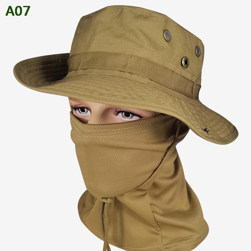 Sombrero de pesca de camuflaje 2 en 1 y envoltura de cuello de máscara