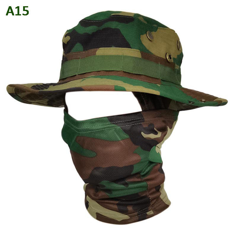 Sombrero de pesca de camuflaje 2 en 1 y envoltura de cuello de máscara