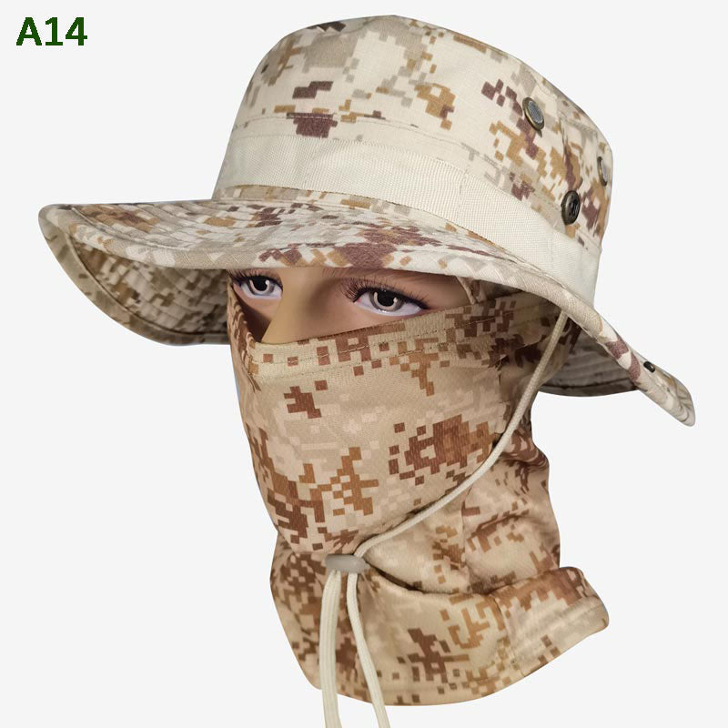 Sombrero de pesca de camuflaje 2 en 1 y envoltura de cuello de máscara