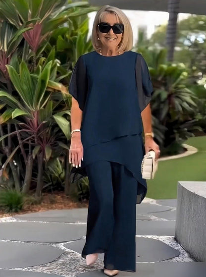 💝 Conjunto de dos piezas de gasa para mujer, talla grande, estilo modern