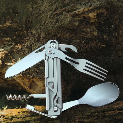 🎁Hot sale🔥6 in 1 Stainless Steel Folding Camping Utensils