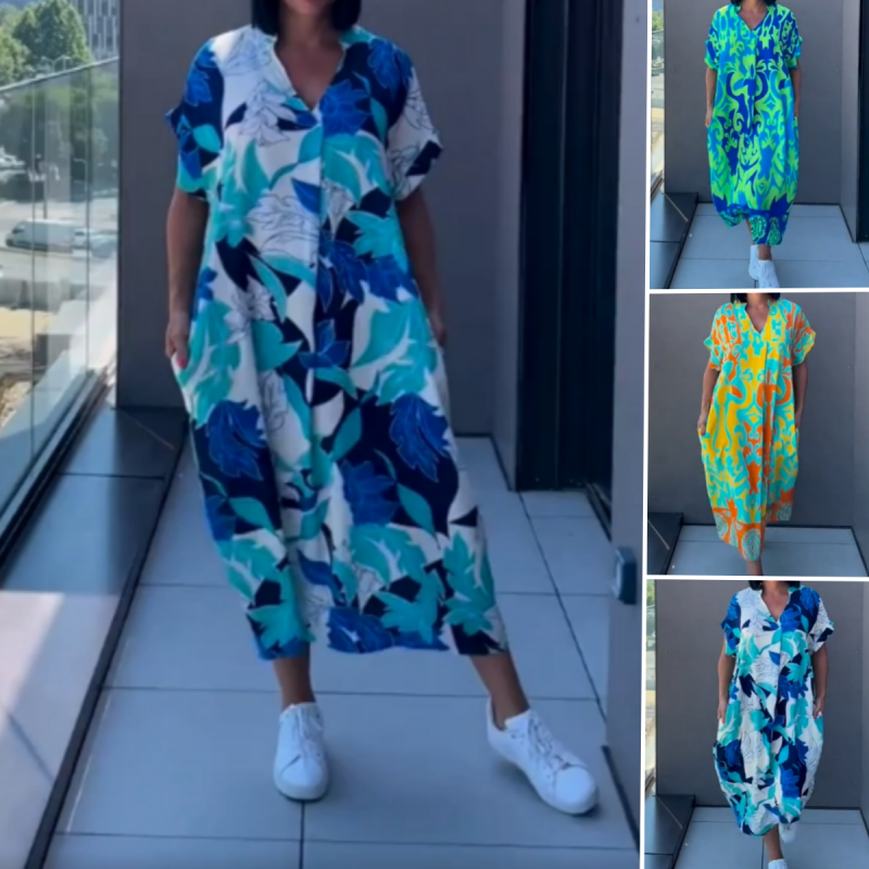 🌸Vestido Elegante Casual con Estampado para Mujer de Escote en V