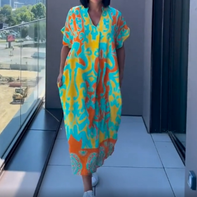 🌸Vestido Elegante Casual con Estampado para Mujer de Escote en V