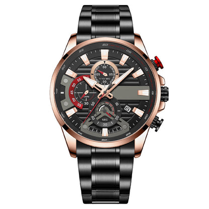 ⌚Stalen herenhorloge met kwartsband