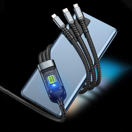 Lichtgevende 3-in-1 Super Snelle Transparante Oplaadkabel