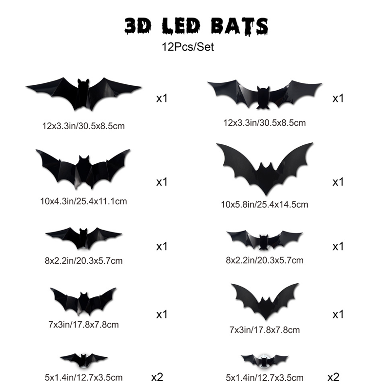 🦇 Decoración de Halloween: Lámpara de Pared LED 3D con Forma de Murciélago