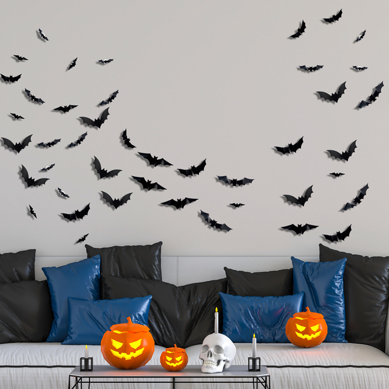 🦇 Decoración de Halloween: Lámpara de Pared LED 3D con Forma de Murciélago