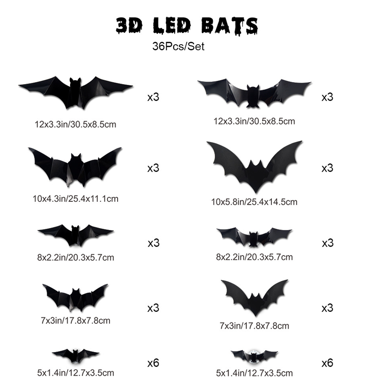🦇 Decoración de Halloween: Lámpara de Pared LED 3D con Forma de Murciélago
