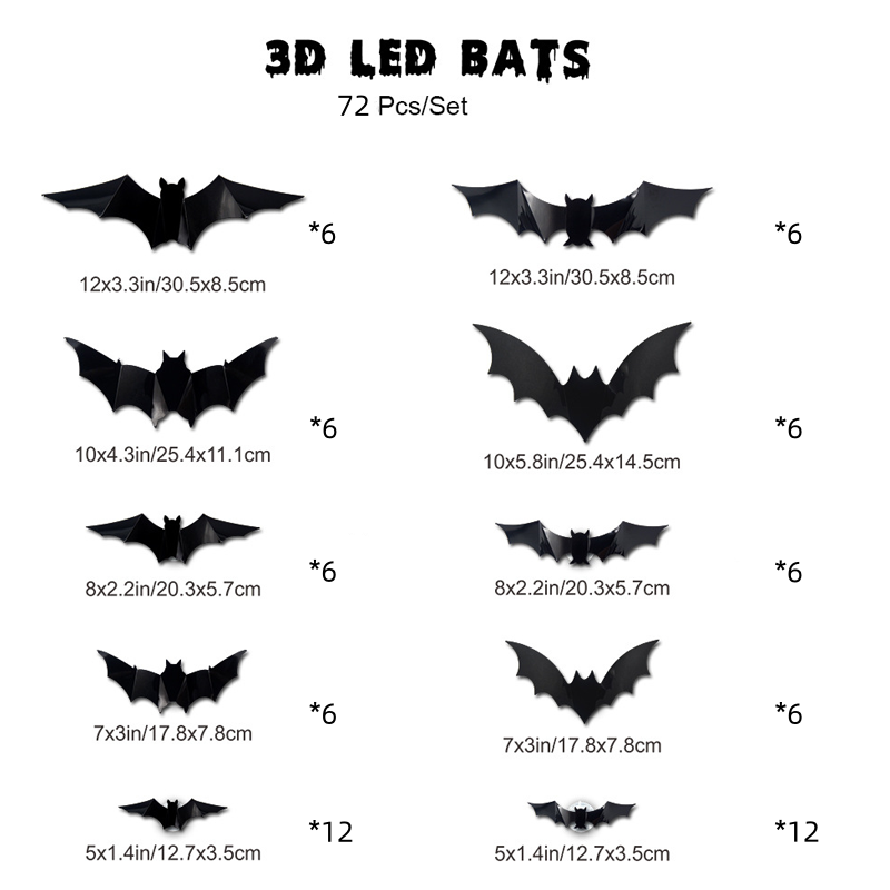 🦇 Decoración de Halloween: Lámpara de Pared LED 3D con Forma de Murciélago