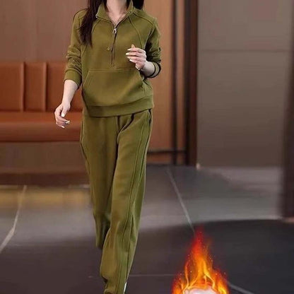 Casual 2-Delige Set: Hoodie met Halve Ritssluiting & Broek💥50% UIT📢📢Laatste 3 uur: Grote uitverkoop ⌛⌛
