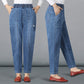 Dames Elastische Jeans met Hoge Taille en Rechte Pijpen