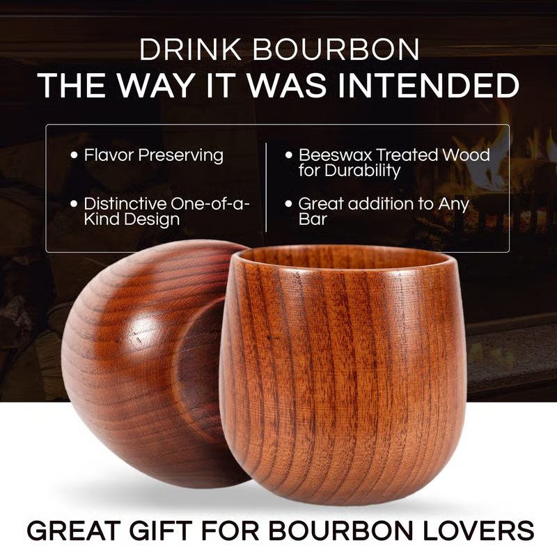 🔥Venta Caliente 2025🔥 Vaso de Madera Artesanal Carbonizado – Copa Original de Bourbon de Madera