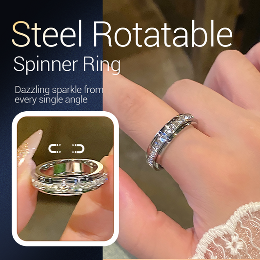 🎄Anillo giratorio de titanio y acero con circonit