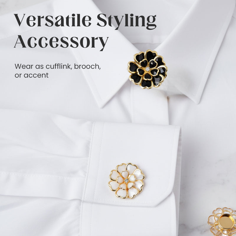 Gemelos y broche florales con pedrería elegante