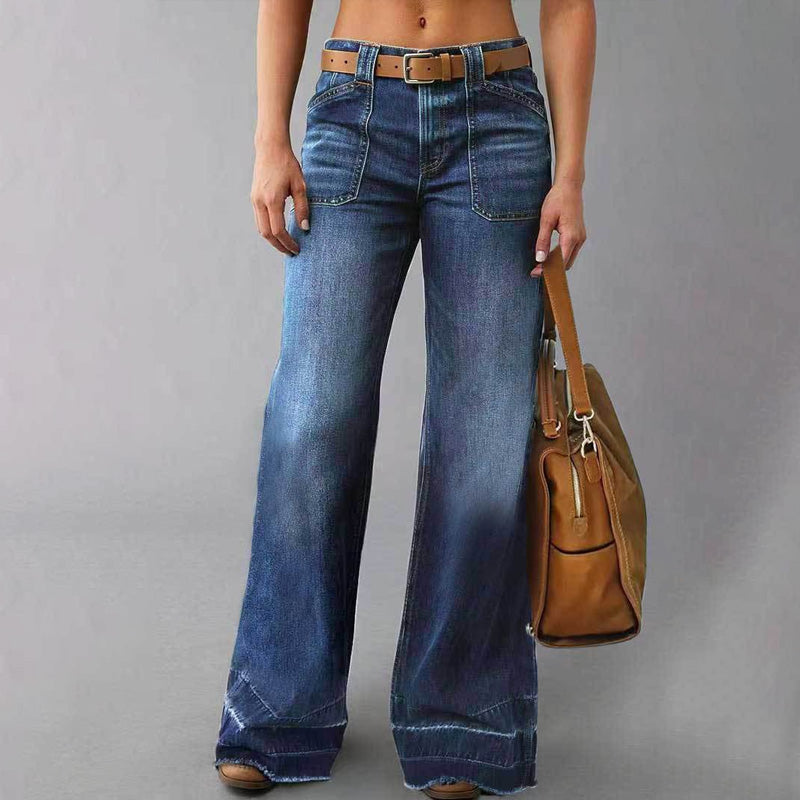 Vaqueros retro de mujer con bolsillos