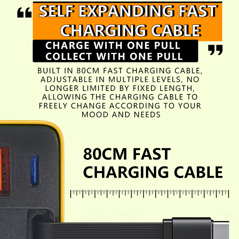 ⚡🔥 ¡50% DE DESCUENTO! Cargador de Pared 65W con Cable USB-C Retráctil de 80 cm – Carga Rápida para Móvil, Tablet y Laptop, Compacto y Seguro 📱🔌