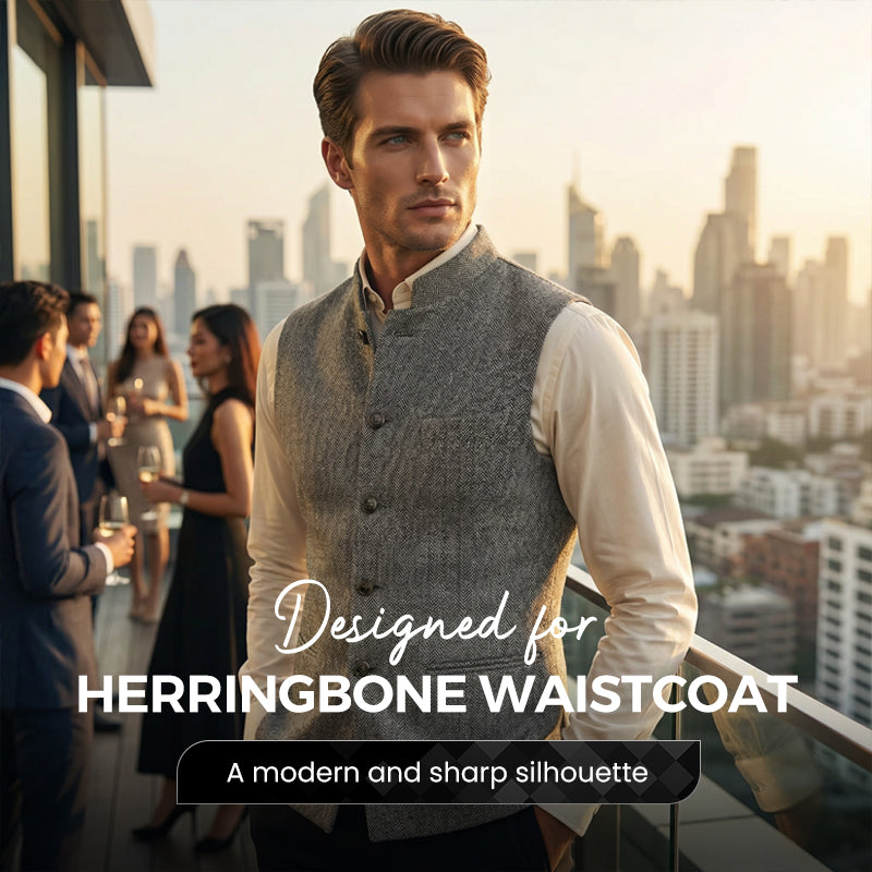 Chaleco de espiga para hombre con cuello alto