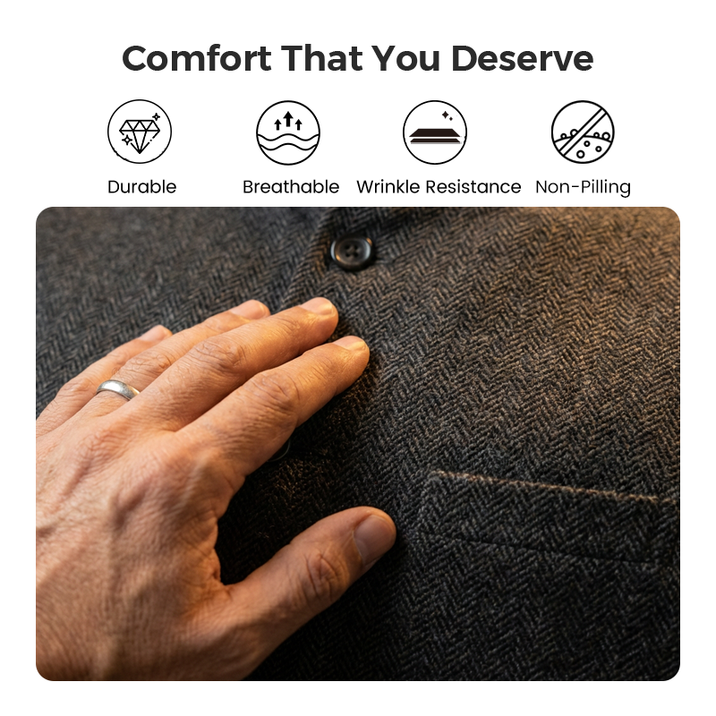 Chaleco de espiga para hombre con cuello alto