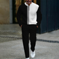 Conjunto de chándal masculino con cremallera cuarta de color y bloques de color