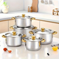 📢📢¡50% DE DESCUENTO! ⏰Juego de utensilios de acero inoxidable de 5 piezas con tapas de cristal