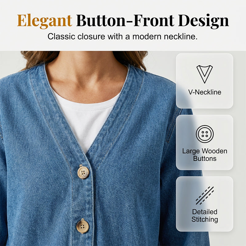 🧥¡Nueva llegada 50% de descuento! 🍊Chaqueta vaquera clásica de botón para mujer