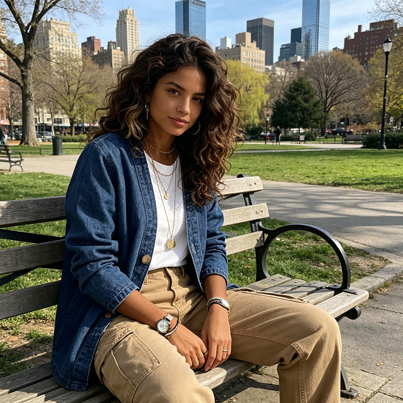 🧥¡Nueva llegada 50% de descuento! 🍊Chaqueta vaquera clásica de botón para mujer