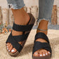 👡 ¡50% DE DESCUENTO AHORA! 🌿Sandalias de cuña para mujer con tiras trenzadas cruzadas – Diseño de doble tira, plataforma elevada y PU resistente ✨